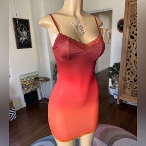 Red-Orange Gradient Mini Bodycon Dress size S